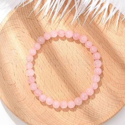 ナチュラルローズクォーツビーズストレッチブレスレット  ラウンド  染め  内径：2インチ〜2-3/8インチ（5~6cm）  ビーズ：5.8~6.8mm&nbsp;BJEW-K212-A-045-1