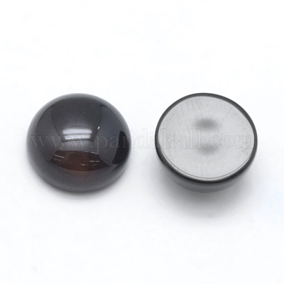 天然石黒瑪瑙カボション  フラットラウンド  染め＆加熱  8x3~4mm&nbsp;G-E492-H-15-1