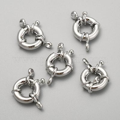 ラックメッキ真鍮製引き輪  プラチナメッキ  13x5mm  穴：2mm&nbsp;KK-D399-C-P-NF-1