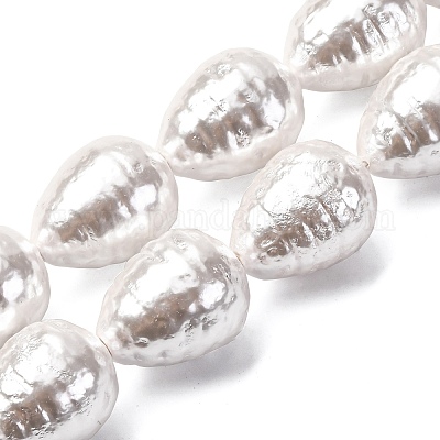 電気めっきシェルパールビーズ連売り テクスチャ ティアドロップ