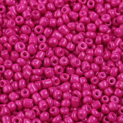 焼付塗装ガラスシードビーズ  フクシア  8/0  3mm  穴：1mm  約10000個/袋&nbsp;SEED-S002-K24-1