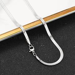 変色しない304ステンレススチールのスネークチェーンネックレス  カニカン付き  ステンレス鋼色  17.7インチ（45cm）  3x0.6mm