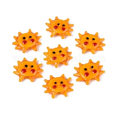 手作りランプワークビーズ  太陽  オレンジ  21~23x24~26x16~18mm  穴：1.2~1.6mm