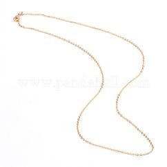 304ステンレススチールアズキチェーンネックレス  カニカン付き  ゴールドカラー  20インチ（50.8cm）  リンク：2x1.5x0.4mm