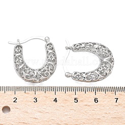 女性のための真鍮のフープピアス  オーバル  プラチナメッキ  26x23x6mm&nbsp;EJEW-G436-01P