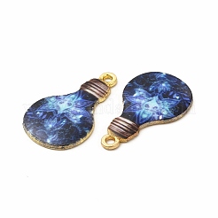 合金プリントペンダント  カドミウムフリー＆ニッケルフリー＆鉛フリー  電球  ミックスカラー  28x17x2mm  穴：1.8mm&nbsp;PALLOY-D581-02