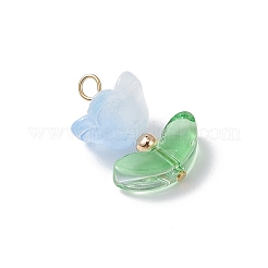 5個の手作りランプワークペンダント  花  ガラスと真鍮と  ゴールドカラー  19.5x14x11mm  穴：2mm&nbsp;PALLOY-TA00310