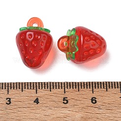 透明なアクリルパーツ  イチゴのチャーム  レッド  18.5x13.5mm  穴：1.4mm&nbsp;AC-CBA873C-03C