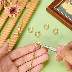 真鍮製キュービックジルコニアペンダント6個  アブソリュートプラスチック模造パール  蝶結び  18KGP本金メッキ  15x12x5mm  穴：0.8mm&nbsp;KK-SZ0002-75