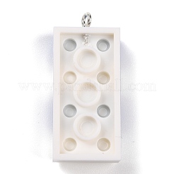 樹脂チャーム  プラチナ鉄ループ付き  おもちゃのレンガ  藤紫色  36x15.5x8mm  穴：2.6mm&nbsp;RESI-E017-C06