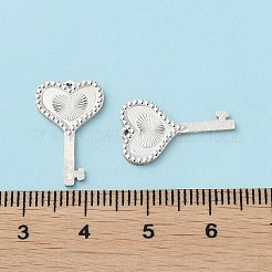 925スターリングシルバーペンダント  ハートのスケルトンキーと愛の言葉のチャーム  バレンタインデーのために  銀  18.5x11.5x1.2mm  穴：0.7mm&nbsp;STER-C004-02S