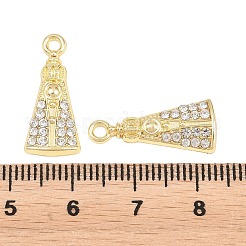 合金ペンダント  クリスタルラインストーン付き  タワーチャーム  ラックめっき  ゴールドカラー  21x9x3mm  穴：2mm&nbsp;FIND-C095-14G-01