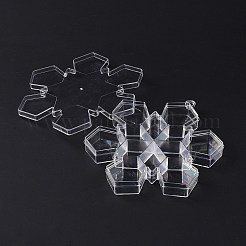 12グリッド透明プラスチックボックス  小さなジュエリーやビーズ用のスノーフレーク ビーズ コンテナー  透明  18.8x15.3x2.5cm  内径：52.5x32mmと50x45mm&nbsp;CON-B009-03