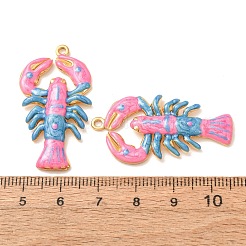 304ステンレススチールエナメルペンダント  ロブスターチャーム  ゴールドカラー  ピンク  39x20x3.5mm  穴：2mm&nbsp;SA-CBAB1B6-06G-02