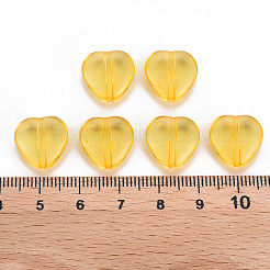 透明なアクリルビーズ  ハート  オレンジ  13.5x13.5x5.5mm  穴：1.5mm  約775個/500g&nbsp;TACR-S154-54B-81