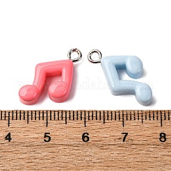 不透明樹脂ペンダント  音符  プラチナ鉄ループ付き  ミックスカラー  13.5x18.5x4.5mm  穴：2mm&nbsp;RESI-P045-06P-M
