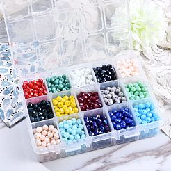 1500個15色電気メッキガラスビーズ連売り  パール光沢メッキ  多面カット  ロンデル  ミックスカラー  6x5mm  穴：1mm  1500個/カラー&nbsp;EGLA-SZ0001-10