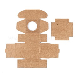 長方形の折りたたみ式クリエイティブクラフト紙ギフトボックス  アクセサリー箱  丸い透明な窓付き  大理石模様  4.3x4.3x2.7cm&nbsp;CON-B002-06B-02