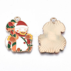 環境に優しい合金エナメルペンダント  カドミウムフリーと鉛フリー＆ニッケルフリー  クリスマスのために  クリスマス雪だるま  ホワイト  32.5x23.5x1mm  穴：3mm&nbsp;ENAM-Q437-063-NR