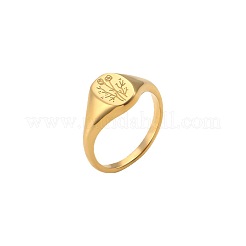 女性用304ステンレススチール指輪  花柄とオーバル  ゴールドカラー  usサイズ9（18.9mm）&nbsp;WG94360-02