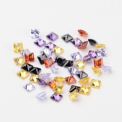 混合グレード a スクエア型キュービック ジルコニア ポインテッド バック カボション  多面カット  3x3x2mm&nbsp;X-ZIRC-M004-3x3mm