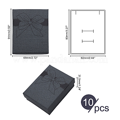 厚紙製ジュエリーボックス10個  内部のスポンジ  長方形  ちょう結びの模様  グレー  9.1x6.9x3.15cm&nbsp;CBOX-PH0002-09B
