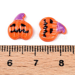 ハロウィンテーマの蓄光樹脂デコデンカボション  暗闇で光る  カボチャ  11x10x3mm&nbsp;CRES-T026-01B