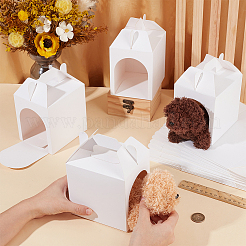 クラフト紙、折り紙、ペット用ギフト包装、トートボックス  窓付き長方形  ホワイト  12x10x16cm&nbsp;CON-WH0089-238A