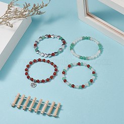 天然カーネリアン（染色・加熱）＆グリーンアベンチュリン＆ホワイトアゲートビーズストレッチブレスレットセット  合成ヘマタイトハートビーズと304ステンレススチールのスノーフレークチャーム付き  内径：2-1/2インチ（6.5cm）  4個/セット&nbsp;BJEW-JB09182