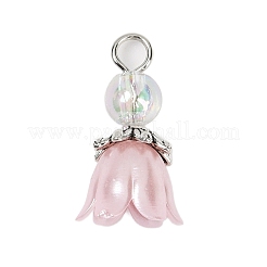 ABSプラスチックパールとアクリルパーツ  花  ミックスカラー  19x11mm  穴：2.8mm&nbsp;PALLOY-JF03603