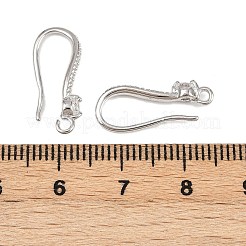 真鍮製マイクロパヴェキュービックジルコニアピアスフック  水平ループ付き  長持ちメッキ  カドミウムフリー＆鉛フリー  プラチナ  20x3x8mm  穴：1.6mm  ピン：1mm&nbsp;KK-A257-14P