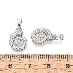 真鍮製チャーム  巻き貝の形をしたチャーム  プラチナ  14x10x2.5mm  穴：4.5x2mm&nbsp;KK-N259-20P