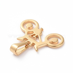 304ステンレスペンダント  自転車  ゴールドカラー  15.5x24x1.5mm  穴：8x3mm&nbsp;STAS-I127-017G