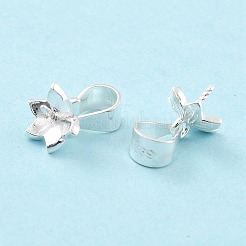 スターリングシルバーペグベイル925個  ペグベイルでベイルにスナップ  花  銀  7x7mm  ピン：0.8mm&nbsp;STER-Z001-020S