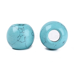 合成ターコイズビーズ  滑らかなロンデル  大穴ビーズ  20~20.5x17~18mm  穴：7.5~8.5mm&nbsp;G-Q608-05I