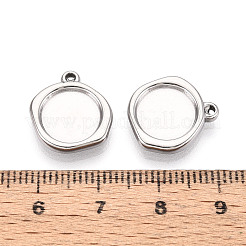 304ステンレススチールペンダントカボションセッティング  ナゲット  ステンレス鋼色  トレイ：10mm  15.5x14x3mm  穴：1mm&nbsp;STAS-T067-70B-P