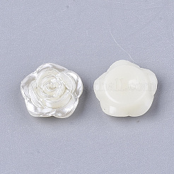 ABSプラスチックパール調カボション  花  ベージュ  12x11.5x4mm  約1000個/袋&nbsp;KY-Q052-01