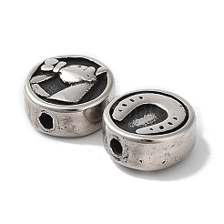 304ステンレススチールビーズ  フラットラウンドとホースシュー  アンティークシルバー  10.5x5.5mm  穴：1.8mm&nbsp;STAS-G220-05AS