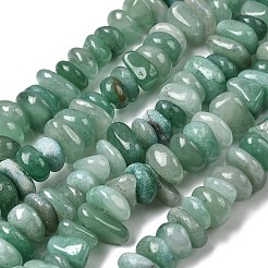 天然石グリーンアベンチュリンビーズ連売り  ナゲット  8~17.5x7~14x2~5mm  穴：0.8mm  15.55~15.94''（39.5~40.5センチメートル）&nbsp;G-A285-A03-01