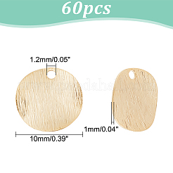 真鍮製チャーム60個  フラットラウンド  24KGP本金メッキ  10x1mm  穴：1.2mm&nbsp;KK-DC0002-10