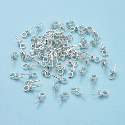 真鍮製カップペグベイルペンダント  片穴ビード用  銀  7x3mm  穴：1.5mm  ピン：0.5mm  100個/袋&nbsp;LS-KK-Z018-01B-S
