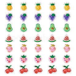 35 個 7 スタイル PVC プラスチックカボション  スパンコール付き/スパンコール  フルーツ  スナップヘアクリップ作成用  ボビーピンアクセサリーのDIY  ミックスカラー  混合図形  34.5~35x25~33x3~4.5mm  35個/セット&nbsp;KY-TA0001-43