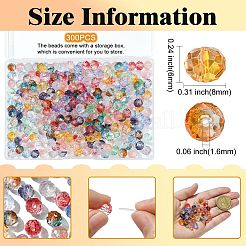 透明ベーキングペイントガラスビーズ300個  ツートン  金箔  多面カット  ロンデル  ミックスカラー  8x6mm  穴：1.6mm&nbsp;GLAA-CJ0002-46