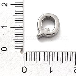 304ステンレススチールチャーム  レターチャーム  文字Q  10x10x3mm  穴：1.6mm&nbsp;STAS-R138-07P-Q