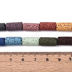 天然溶岩岩ビーズ連売り  染め  コラム  ミックスカラー  14~15x6.5~7.5mm  穴：1.5~1.6mm  約28個/連  15.94インチ（40.5cm）&nbsp;G-N257-15A-01