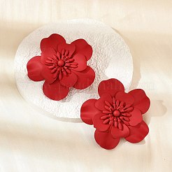 合金スタンドピアス  花  レッド  54x56mm&nbsp;EJEW-K304-04