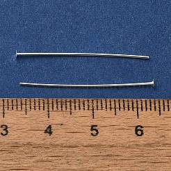 真鍮製平頭ピン  鉛フリー＆カドミウムフリー  925銀メッキ  30x0.6mm  ヘッド：2mm&nbsp;KK-H502-01E-S