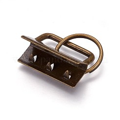 電気メッキ鉄分割キーホルダー  キーホルダー留め金のパーツ  リボン端部を有します  アンティークブロンズ  リング：24x2.5mm  終了：24x32.5x14mm&nbsp;X-IFIN-WH0044-01C-AB