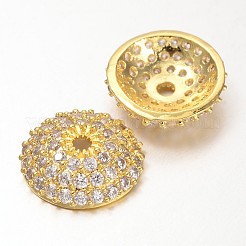 花弁のない半円形/ドーム真鍮マイクロパヴェキュービックジルコニアビーズキャップ  ミックスカラー  11x3mm  穴：1mm&nbsp;ZIRC-D063