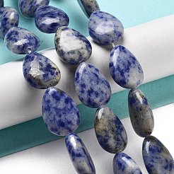 天然ブルースポットジャスパービーズ連売り  フラットティアドロップ  17.5~18x13~13.5x6mm  穴：1.2~1.4mm  約11個/連  7.56''（19.2センチメートル）&nbsp;G-P528-L17-01
